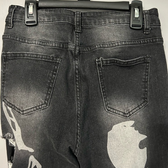SHEIN Womens Black Gray Distressed Jeans Size Med (8) - Picture 4 of 7
